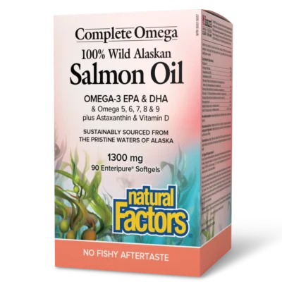 Natural Factors 100% Wild Alaskan Salmon Oil 1300mg