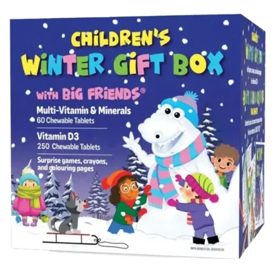 Natural Factors Big Friends Children's Winter Gift Box - Multivitamin & Minerals 60 + Vitamin D3 250 Chewable Tablets
