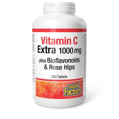 Natural Factors Vitamin C Extra 1000mg Plus Bioflavonoids & Rose Hips